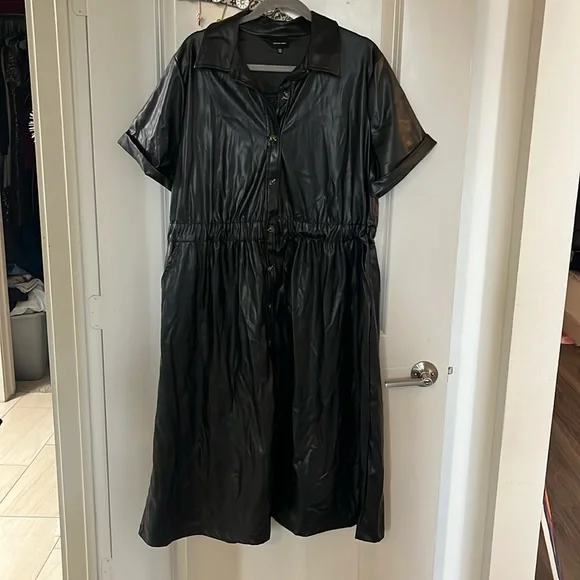 slim fit dress slacks Lizzi Faux Leather Midi Dress - Black main image 1